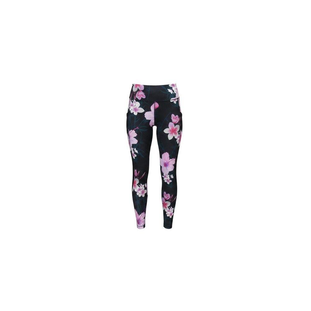 Velocity Leggings Womens L Black Excellent Floral Tropical Pockets Mesh Gym